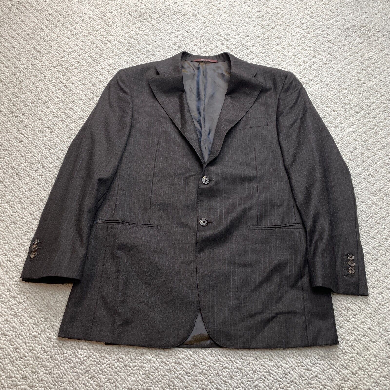 Hickey Freeman Loro Piana Suit Jacket Mens 42 Gray Tailored Blazer Striped Dress